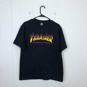 Thrasher Magazine Flame Logo Black T-Shirt Sz M‎